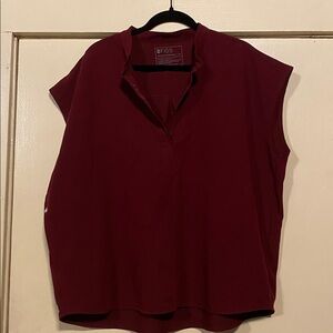 Figs Deep Red Sleeveless Blouse